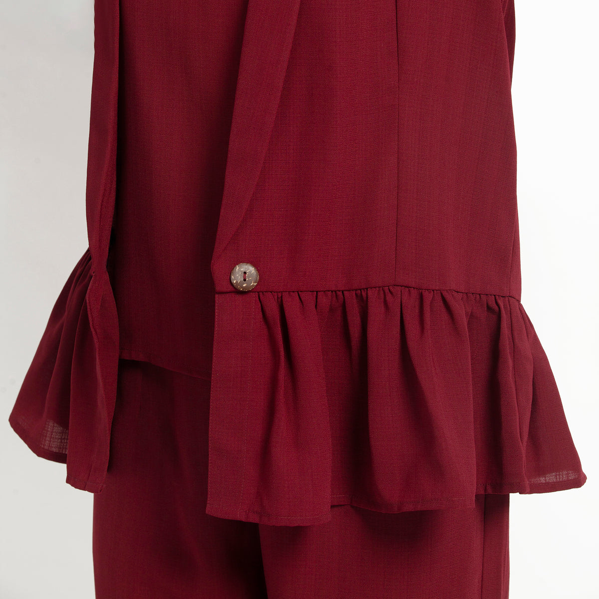 Maroon Jacket with Gathers for Women-3
