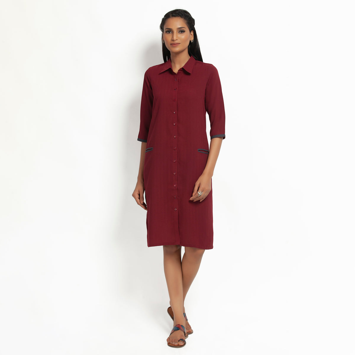 Maroon Straight Tunic Jacket for Women-1