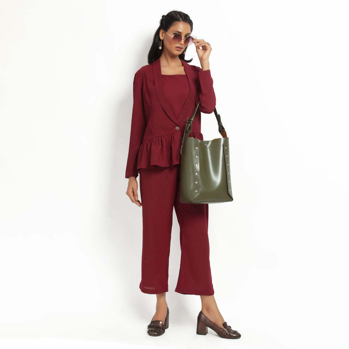 Buy Maroon Spaghetti Top for Women -4