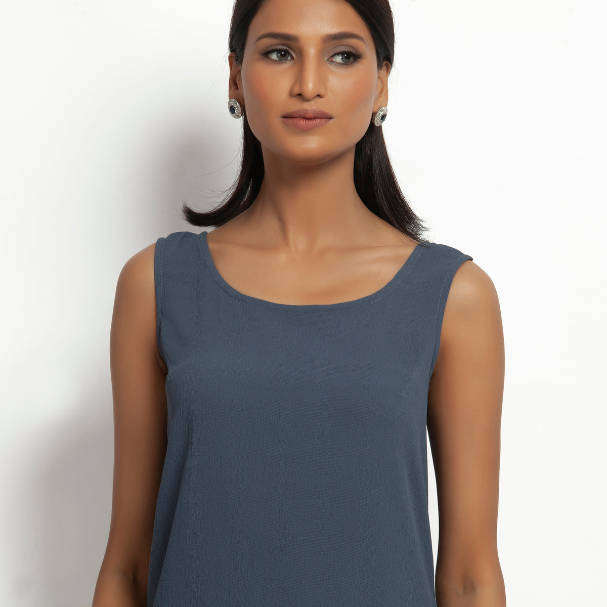 Buy Stone Blue Crepe Dresses for Women-2